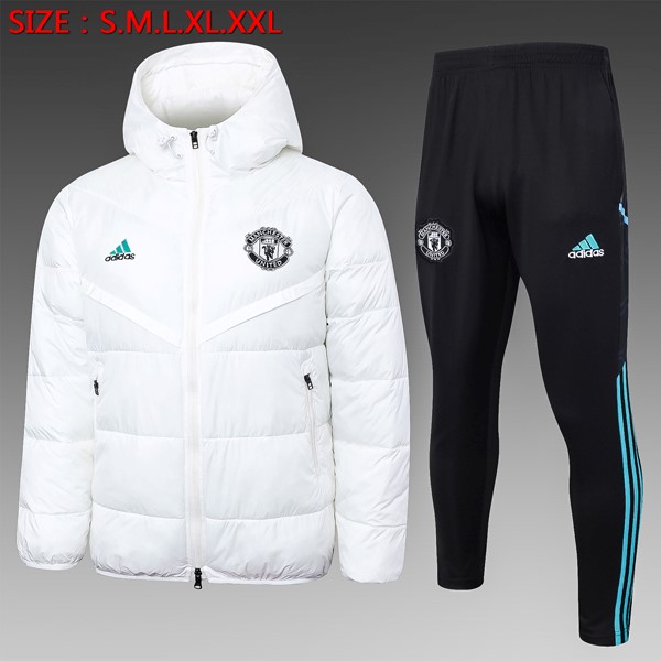 Abrigo Plumón Manchester United Conjunto Completo 2024 2025 Blanco